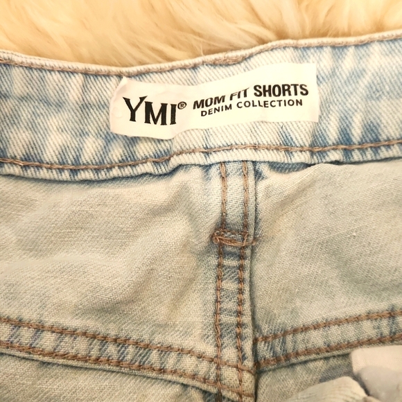 YMI Mom Fit Distressed Cutoff Jean Shorts - Picture 2 of 3